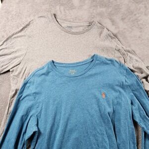 Polo Ralph Lauren Long Sleeve T-Shirt Lot of 2 Grey Blue Mens Size L Crew Neck